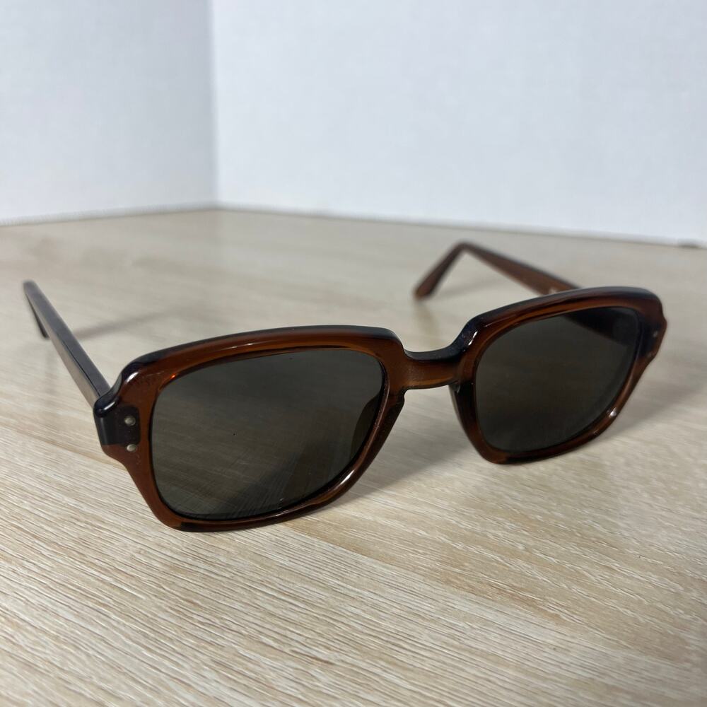 Vintage USS 4 1/2-5 3/4 52-22 Eyeglasses Sunglasses Brown Unisex Frame Military
